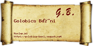 Golobics Béni névjegykártya